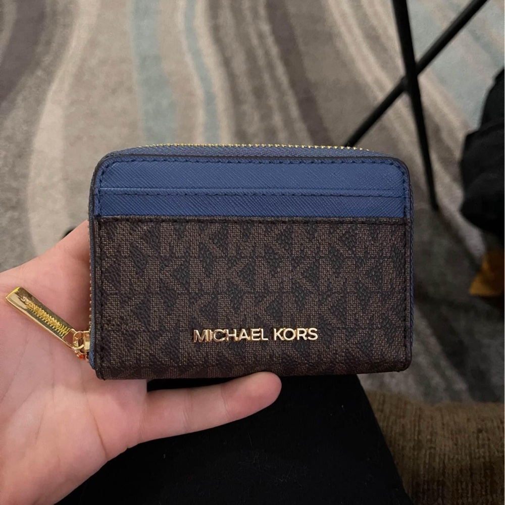 Michael Kors Brown and Blue Key Card Holder